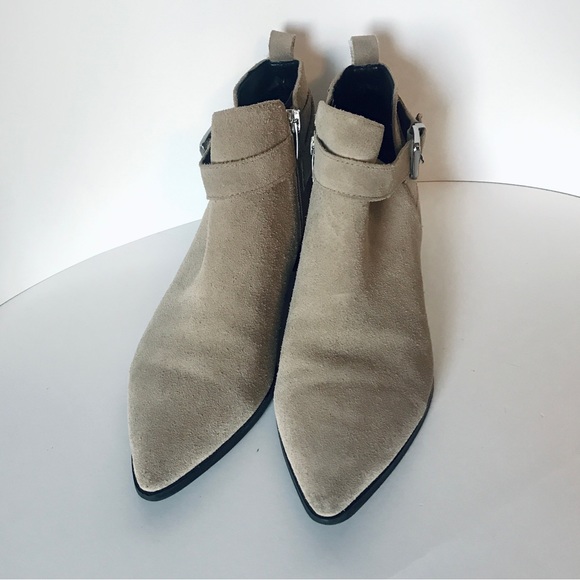 Marc Fisher 9.5 Natural Suede Beige Ireene Pointed Toe Strap Detail Ankle Boots. - Picture 3 of 14